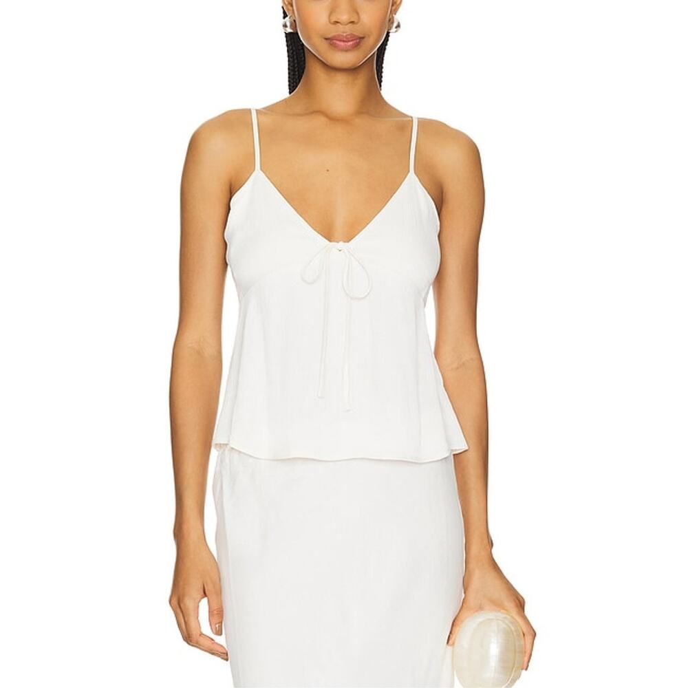 Bobi Textured White Tie Front Camisole Size XS